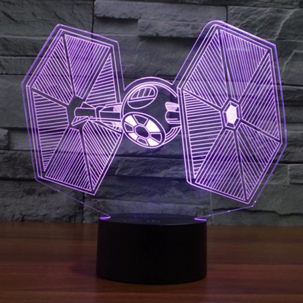TIE Fighter Style 3D Touch Switch Control LED Light, 7 Color Discoloration Creative Visual Stereo Lamp Desk Lamp Night Light - Image 12
