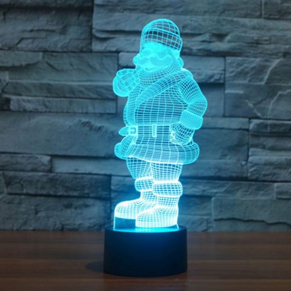 Santa Claus Style 3D Touch Switch Control LED Light, 7 Color Discoloration Creative Visual Stereo Lamp Desk Lamp Night Light - Image 11