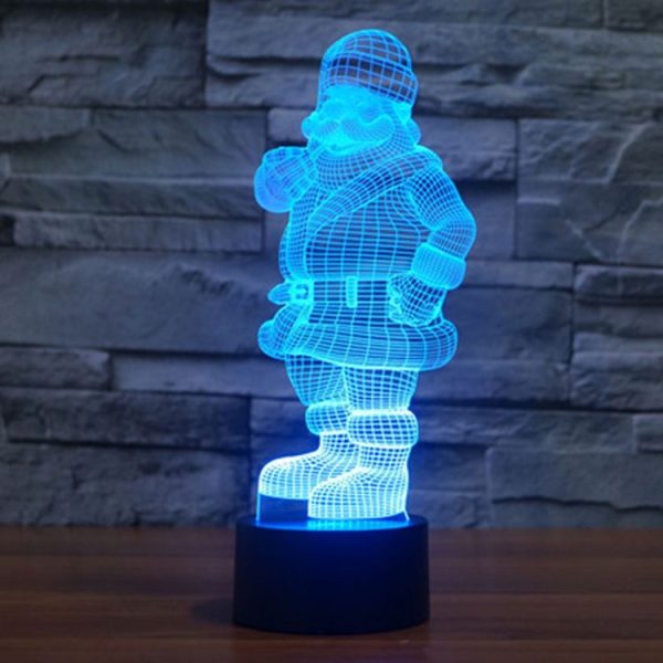 Santa Claus Style 3D Touch Switch Control LED Light, 7 Color Discoloration Creative Visual Stereo Lamp Desk Lamp Night Light - Image 9