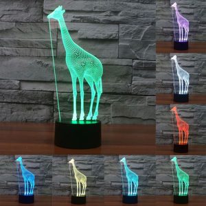 Giraffe Style 3D Touch Switch Control LED Light, 7 Color Discoloration Creative Visual Stereo Lamp Desk Lamp Night Light