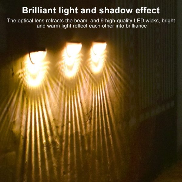 6 LED Outdoor Solar Water Drop Fence Light (Warm White) - Image 6