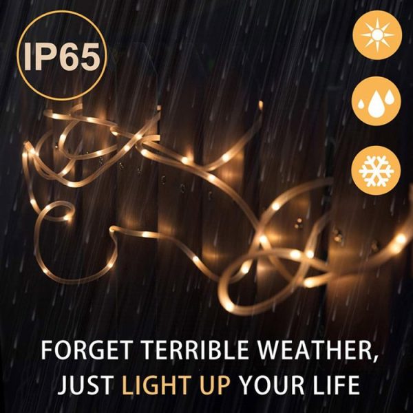 5m Casing Rope Light, Solar Panel water resistant 50 LED (Warm White) - Image 7