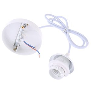 E27 Lamp Holder DIY Ceiling Chandelier Light Bulbs Screw Base Socket, Cable Length: 1m (White)