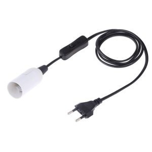 E14 Wire Cap Switch Lamp Holder Chandelier Power Socket with 1.5m Extension Cable, EU Plug (White)
