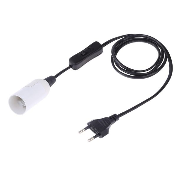 E14 Wire Cap Switch Lamp Holder Chandelier Power Socket with 1.5m Extension Cable, EU Plug (White) - Image 2