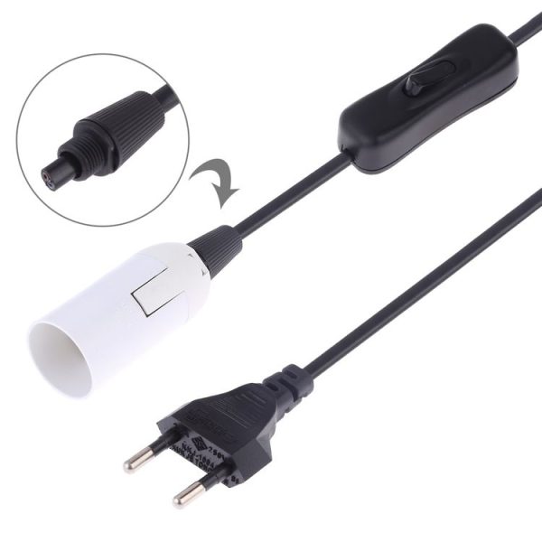 E14 Wire Cap Switch Lamp Holder Chandelier Power Socket with 1.5m Extension Cable, EU Plug (White) - Image 3