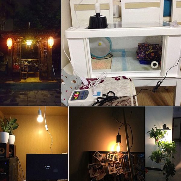 E14 Wire Cap Switch Lamp Holder Chandelier Power Socket with 1.5m Extension Cable, EU Plug (White) - Image 5