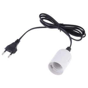 E27 Wire Cap Lamp Holder Chandelier Power Socket with 1.5m Extension Cable, EU Plug (White)