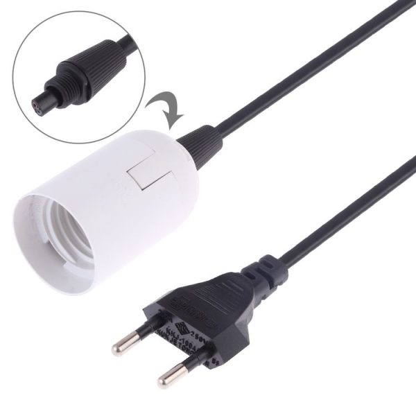 E27 Wire Cap Lamp Holder Chandelier Power Socket with 1.5m Extension Cable, EU Plug (White) - Image 3