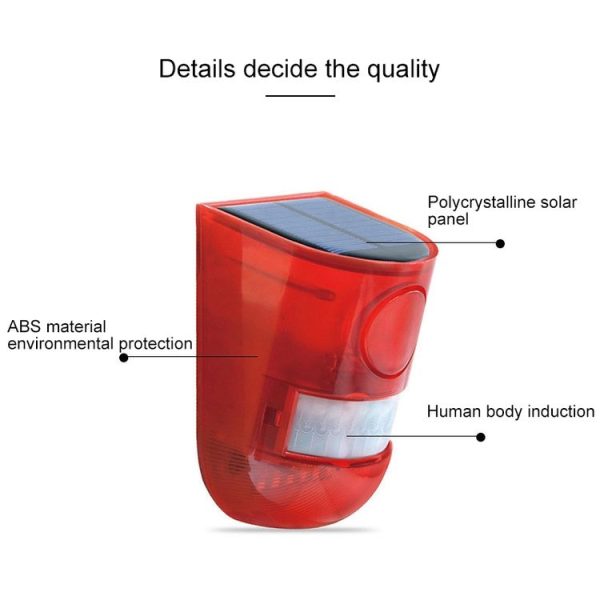 Solar Powered Sound-light Alarm Warning Light IP65 Waterproof 110 dB Burglar Alarm - Image 4