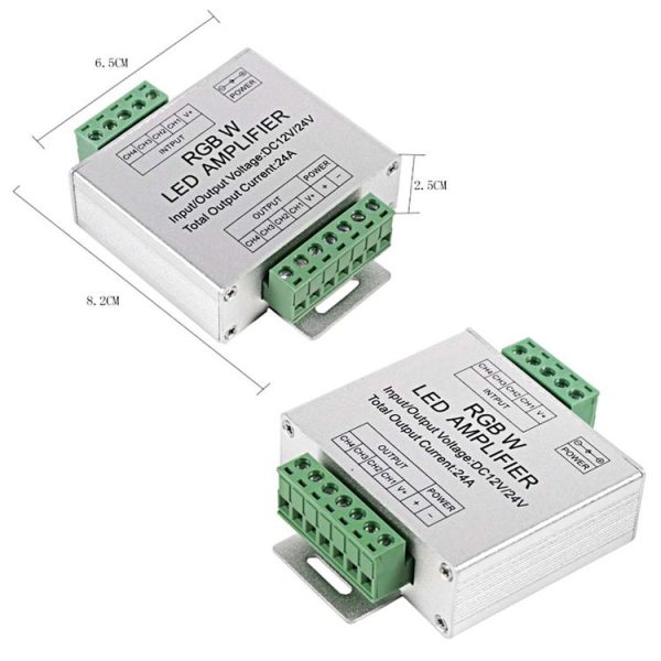 RGBW Amplifier Aluminum Shell LED Controller, DC 12-24V - Image 2