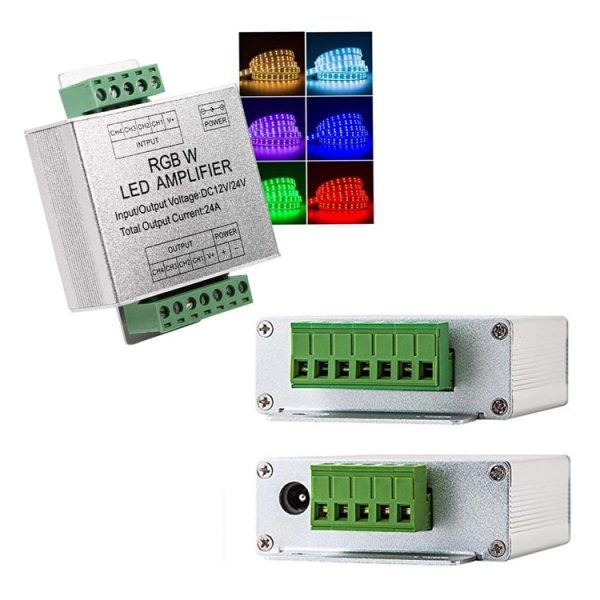 RGBW Amplifier Aluminum Shell LED Controller, DC 12-24V - Image 3