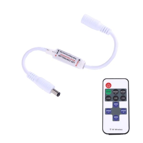 Mini Single Color LED Controller with 11 Keys RF Remote Control, DC 5-24V (White)
