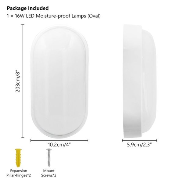 Oval 16W 85-265V 1800LM LED Moisture-proof Lamp LED Wall Light (White) - Image 6