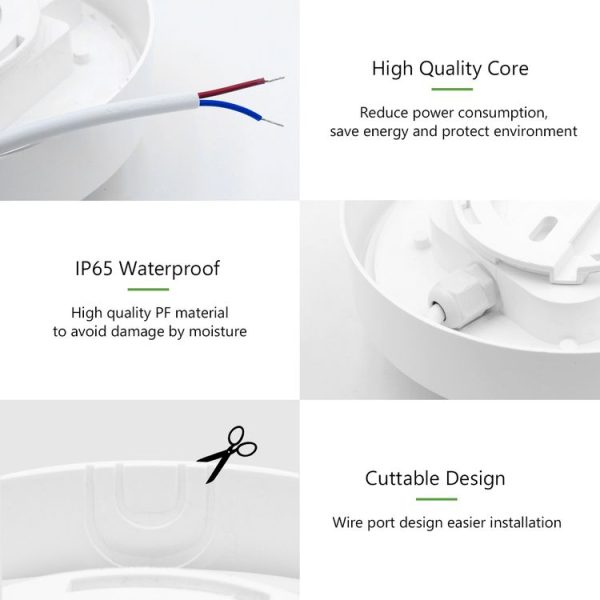 Round 16W 85-265V 1800LM LED Moisture-proof Lamp LED Wall Light (White) - Image 6