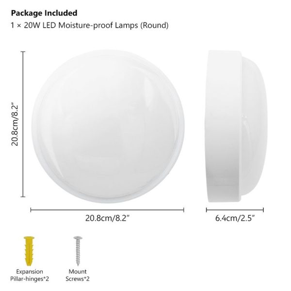 Round 20W 85-265V 2400LM LED Moisture-proof Lamp LED Wall Light (White) - Image 5