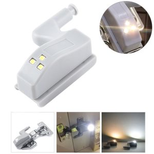 0.3W Universal Inner Hinge LED Sensor lamp Cupboard 3 LEDs Night light Auto ON / OFF Bulb (Warm White)