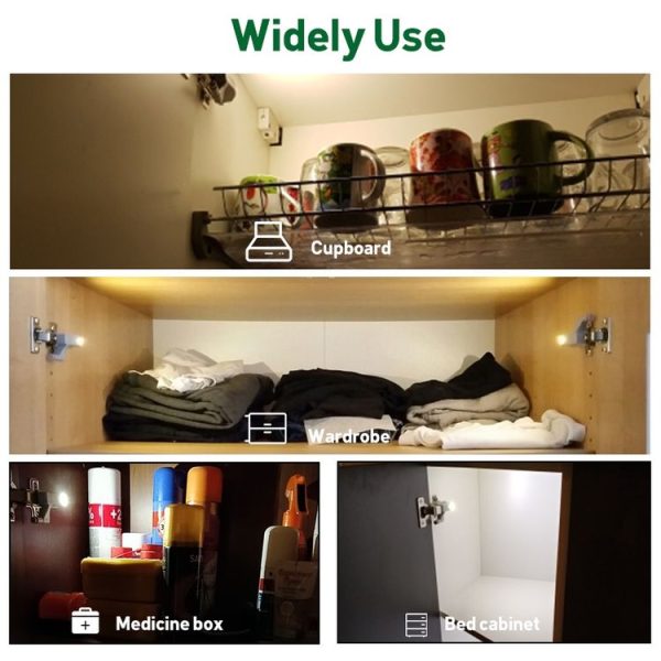 0.3W Universal Inner Hinge LED Sensor lamp Cupboard 3 LEDs Night light Auto ON / OFF Bulb (Warm White) - Image 10