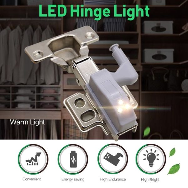 0.3W Universal Inner Hinge LED Sensor lamp Cupboard 3 LEDs Night light Auto ON / OFF Bulb (Warm White) - Image 7