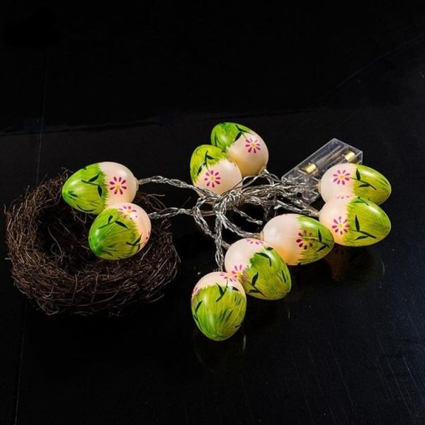 10 Bulbs LED Cute Easter Eggs Decorative Lamp Holiday Decorative Light Bulbs (Green Light) - Image 5