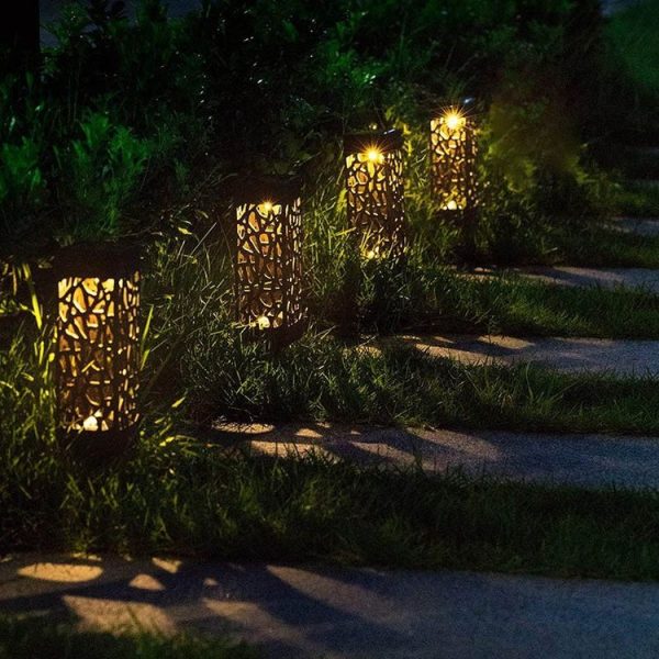 Outdoor Hollowing Out Solar Energy Garden Lawn Lamp (Warm White) - Image 9