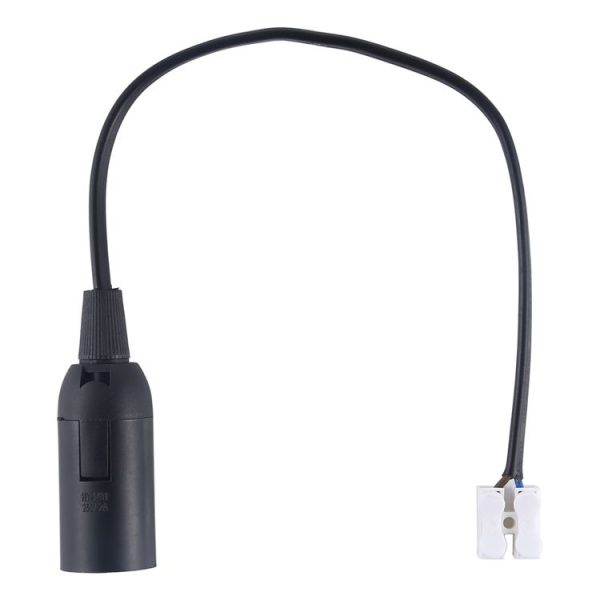 E14 Lamp Socket Base Holder with Electrical Wire Cable, Cable Length: 28cm (Black) - Image 3