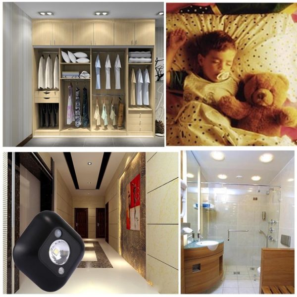 White Light Mini Human Body Motion Induction Ceiling Night Light, Porch Wall Lamps for Cabinets / Bedroom / Bathroom / Living Room, Sensor Distance: 2-3m (Black) - Image 9