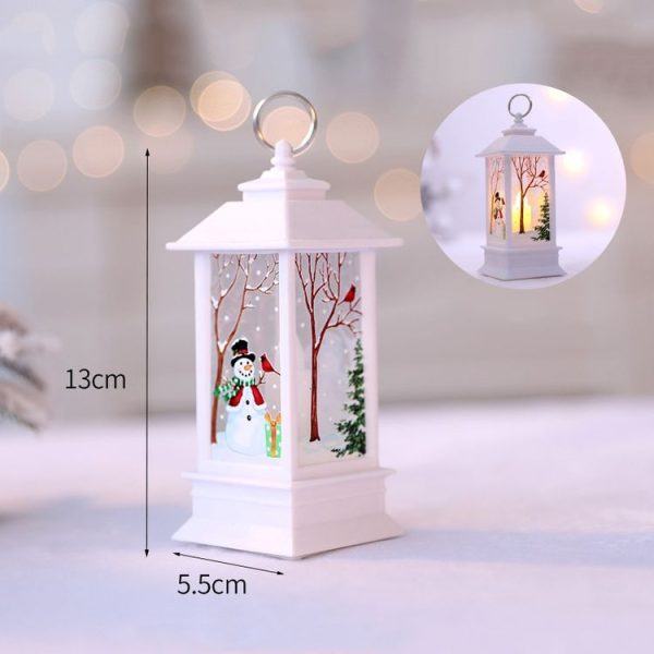 White Snowman Pattern Christmas Simulation Flame LED Lamp Desktop Decoration - Image 2