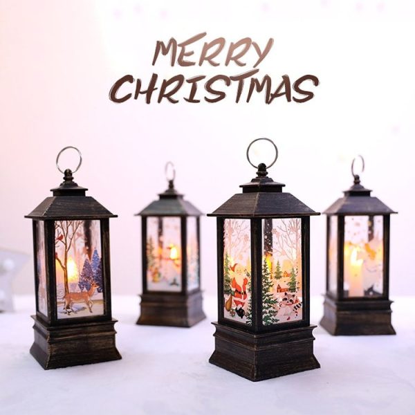 White Snowman Pattern Christmas Simulation Flame LED Lamp Desktop Decoration - Image 3