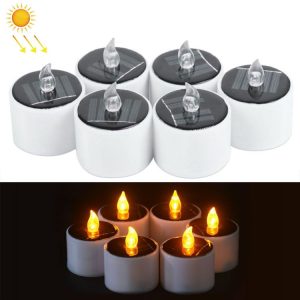6 PCS Solar Power Candle Lamp, Warm White Light LED Energy Saving Atmosphere Night Light
