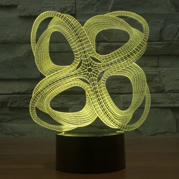 Four Circle Abstract Style 3D Touch Switch Control LED Light, 7 Color Discoloration Creative Visual Stereo Lamp Desk Lamp Night Light - Image 10