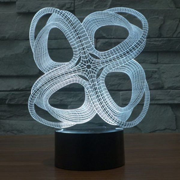 Four Circle Abstract Style 3D Touch Switch Control LED Light, 7 Color Discoloration Creative Visual Stereo Lamp Desk Lamp Night Light - Image 13