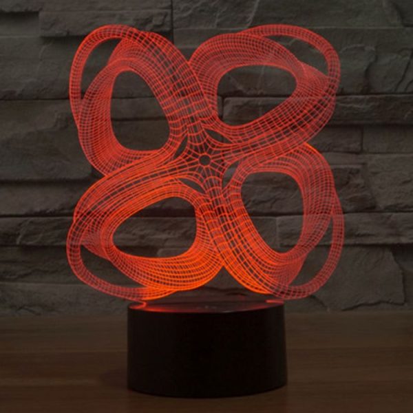 Four Circle Abstract Style 3D Touch Switch Control LED Light, 7 Color Discoloration Creative Visual Stereo Lamp Desk Lamp Night Light - Image 7