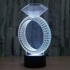 Diamond Ring Style 3D Touch Switch Control LED Light, 7 Color Discoloration Creative Visual Stereo Lamp Desk Lamp Night Light - Image 13