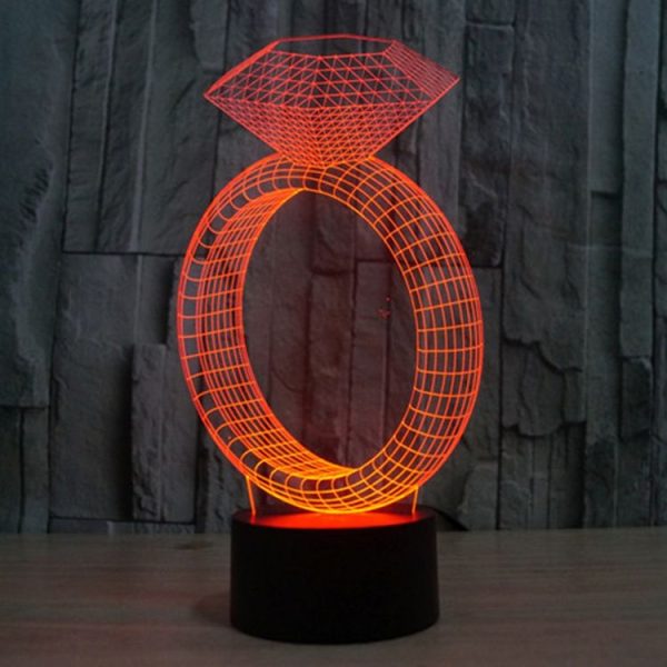 Diamond Ring Style 3D Touch Switch Control LED Light, 7 Color Discoloration Creative Visual Stereo Lamp Desk Lamp Night Light - Image 7
