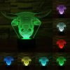 Cow Style 3D Touch Switch Control LED Light, 7 Colour Discoloration Creative Visual Stereo Lamp Desk Lamp Night Light