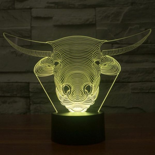 Cow Style 3D Touch Switch Control LED Light, 7 Colour Discoloration Creative Visual Stereo Lamp Desk Lamp Night Light - Image 10