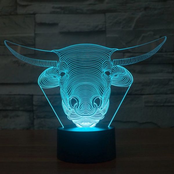 Cow Style 3D Touch Switch Control LED Light, 7 Colour Discoloration Creative Visual Stereo Lamp Desk Lamp Night Light - Image 11