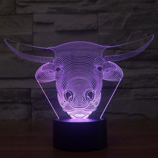Cow Style 3D Touch Switch Control LED Light, 7 Colour Discoloration Creative Visual Stereo Lamp Desk Lamp Night Light - Image 12