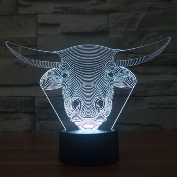 Cow Style 3D Touch Switch Control LED Light, 7 Colour Discoloration Creative Visual Stereo Lamp Desk Lamp Night Light - Image 13