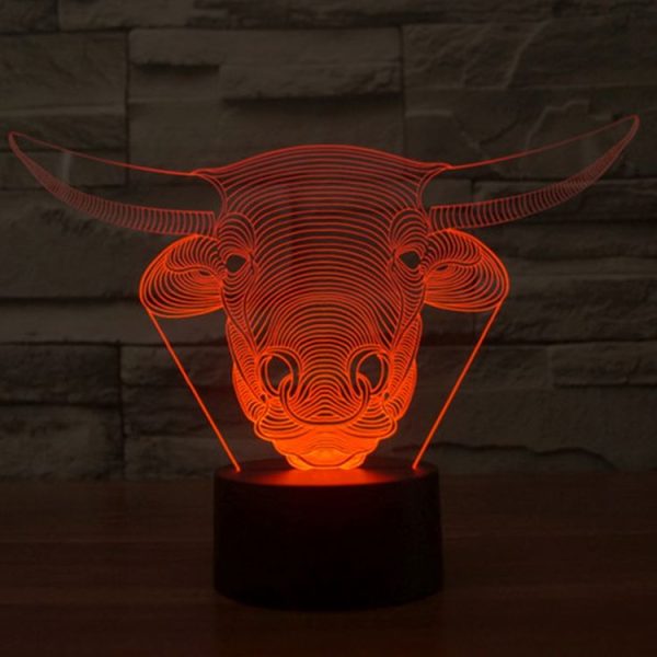Cow Style 3D Touch Switch Control LED Light, 7 Colour Discoloration Creative Visual Stereo Lamp Desk Lamp Night Light - Image 7