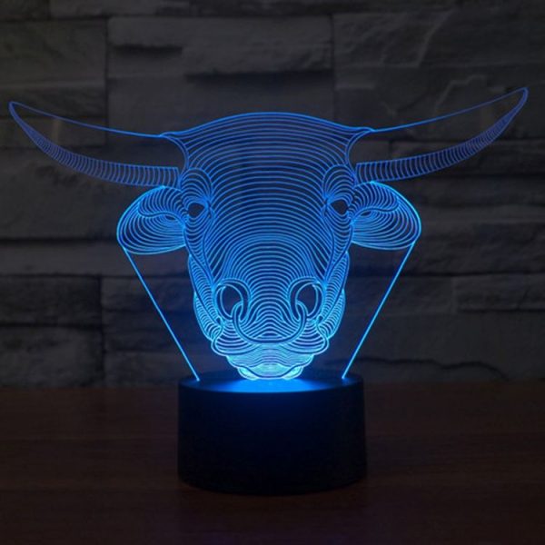 Cow Style 3D Touch Switch Control LED Light, 7 Colour Discoloration Creative Visual Stereo Lamp Desk Lamp Night Light - Image 9