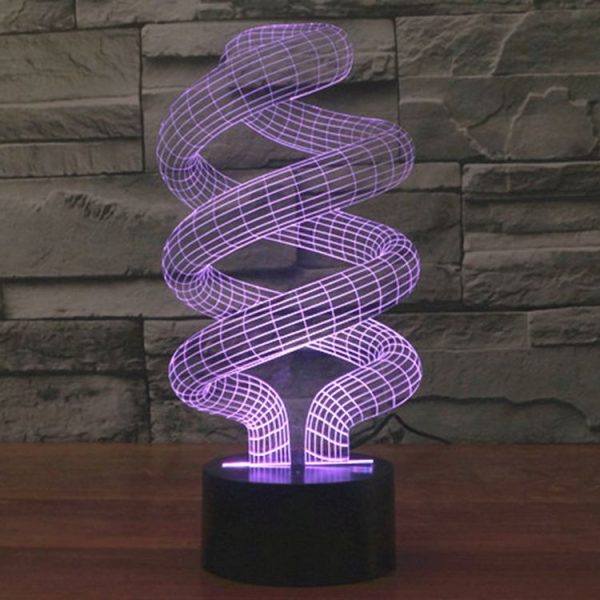 Spiral Style 3D Touch Switch Control LED Light, 7 Color Discoloration Creative Visual Stereo Lamp Desk Lamp Night Light - Image 12