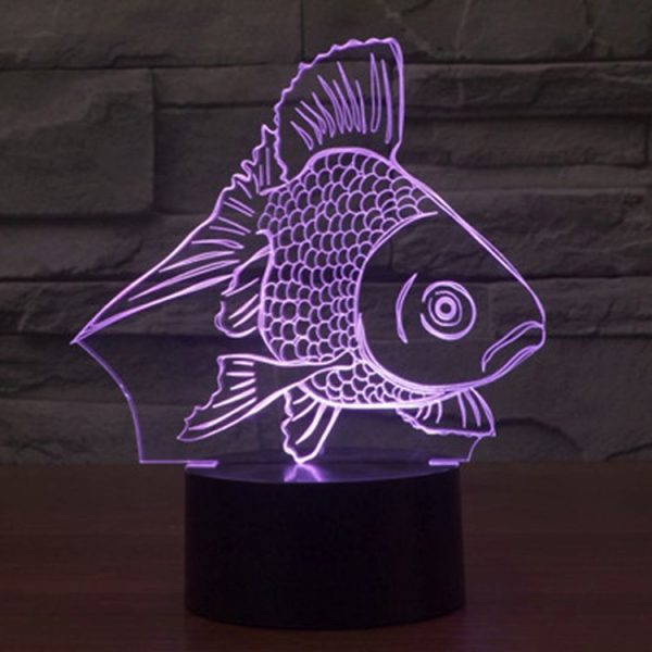 Goldfish Style 3D Touch Switch Control LED Light, 7 Color Discoloration Creative Visual Stereo Lamp Desk Lamp Night Light - Image 12