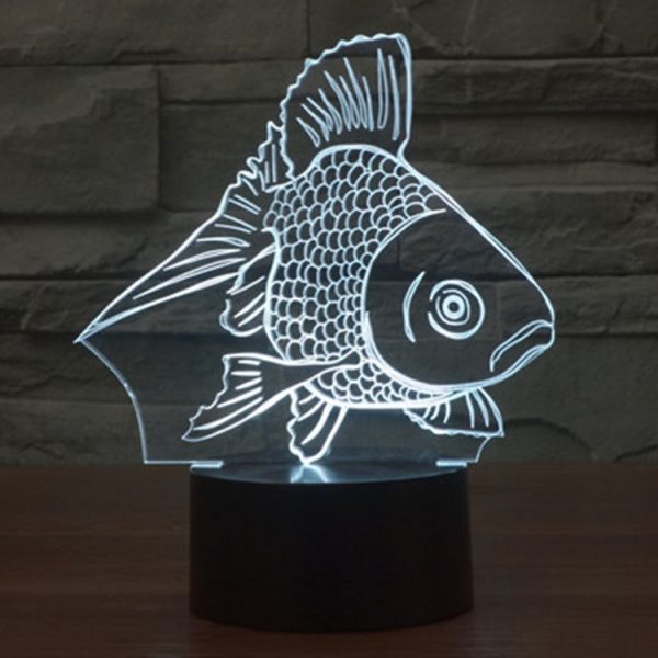Goldfish Style 3D Touch Switch Control LED Light, 7 Color Discoloration Creative Visual Stereo Lamp Desk Lamp Night Light - Image 13