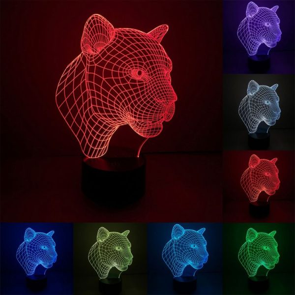 Leopard Style 3D Touch Switch Control LED Light, 7 Color Discoloration Creative Visual Stereo Lamp Desk Lamp Night Light