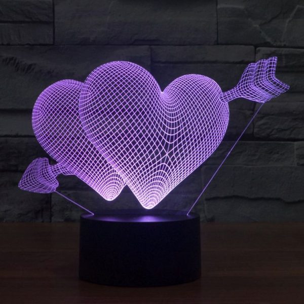 Arrow Through Heart Style 3D Touch Switch Control LED Light, 7 Colour Discoloration Creative Visual Stereo Lamp Desk Lamp Night Light - Image 13