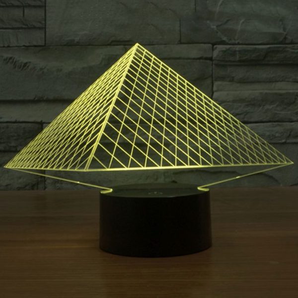 Pyramid Style 3D Touch Switch Control LED Light, 7 Colour Discoloration Creative Visual Stereo Lamp Desk Lamp Night Light - Image 10