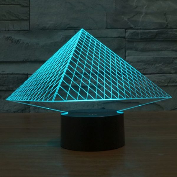 Pyramid Style 3D Touch Switch Control LED Light, 7 Colour Discoloration Creative Visual Stereo Lamp Desk Lamp Night Light - Image 11