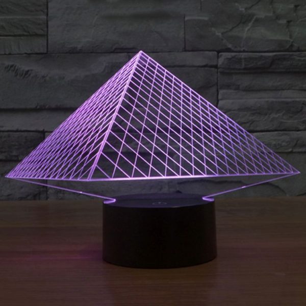 Pyramid Style 3D Touch Switch Control LED Light, 7 Colour Discoloration Creative Visual Stereo Lamp Desk Lamp Night Light - Image 12